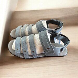 Propet Women's 6.5 M Aurora Wedge Sandal Gray/Blue Open Adjustable NEW Leather